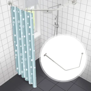 Adjustable Stainless Steel L-Shaped Shower Curtain Rod