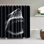 monochrome shark bathroom decor
