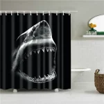 Black and White Scary Shark shower curtain