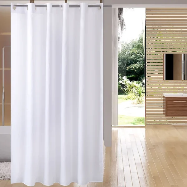 hookless shower curtain with built-in rings