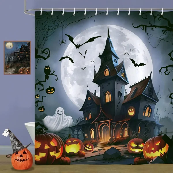 Haunted Mansion Halloween Shower Curtain