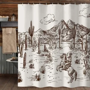 cowboy desert sketch shower curtain