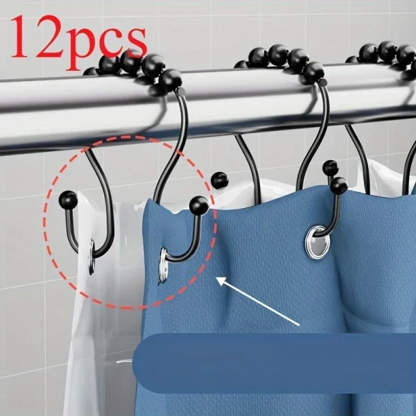 12Pcs Double Shower Curtain Hooks