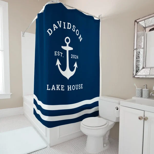 nautical anchor lake house shower curtain