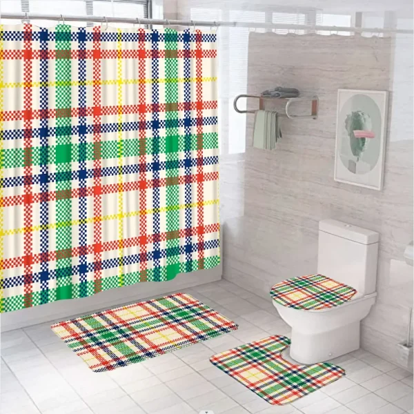 colorful plaid shower curtain
