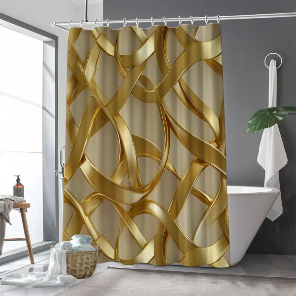 Gold Intertwined Ribbon Curtain