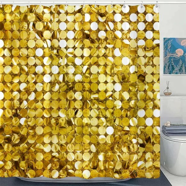 gold sequin glam shower curtain