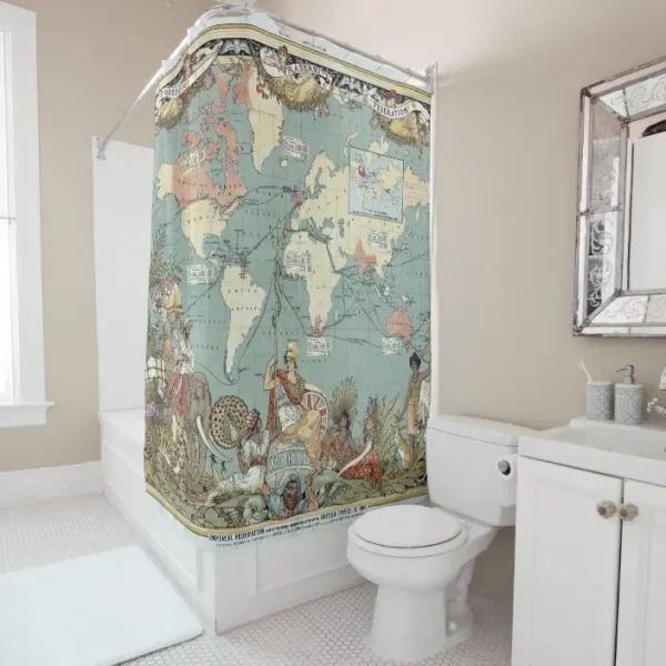 Vintage World Map Shower Curtain