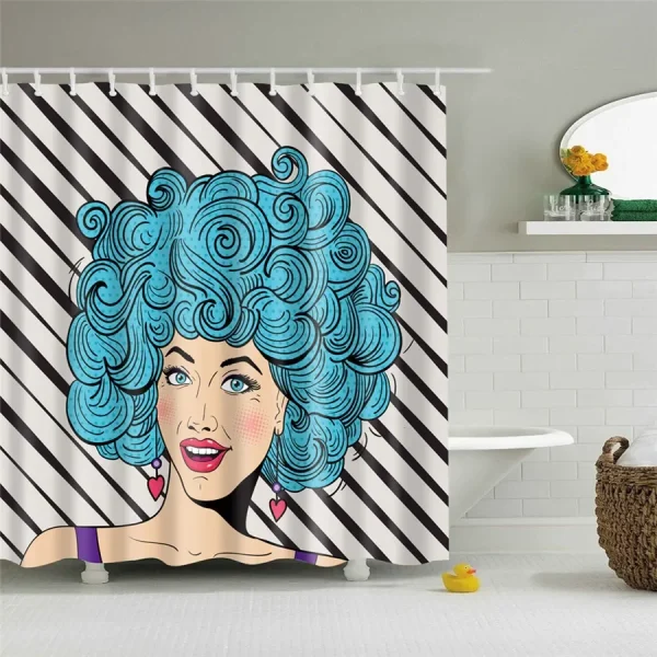Blue Hair Women shower curtain