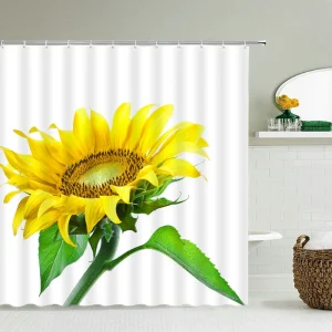 bright sunflower bloom shower curtain