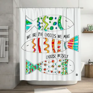 Colorful Fish Quote Shower Curtain