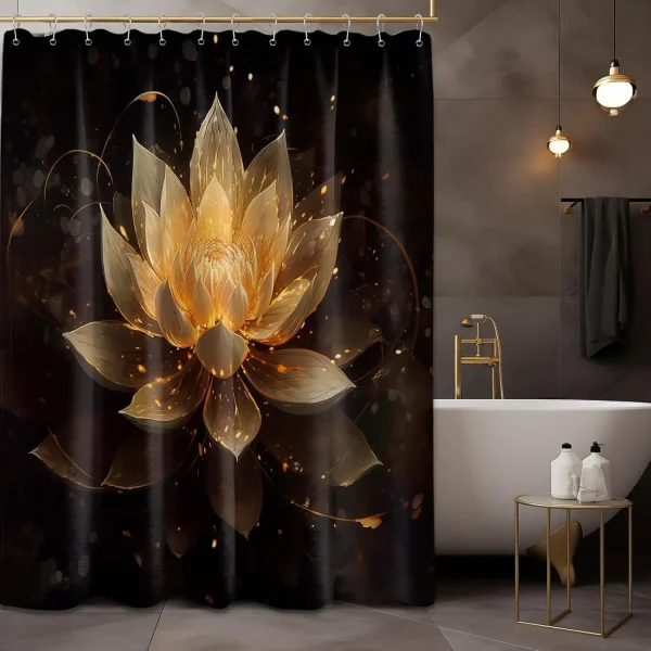 golden lotus glow shower curtain
