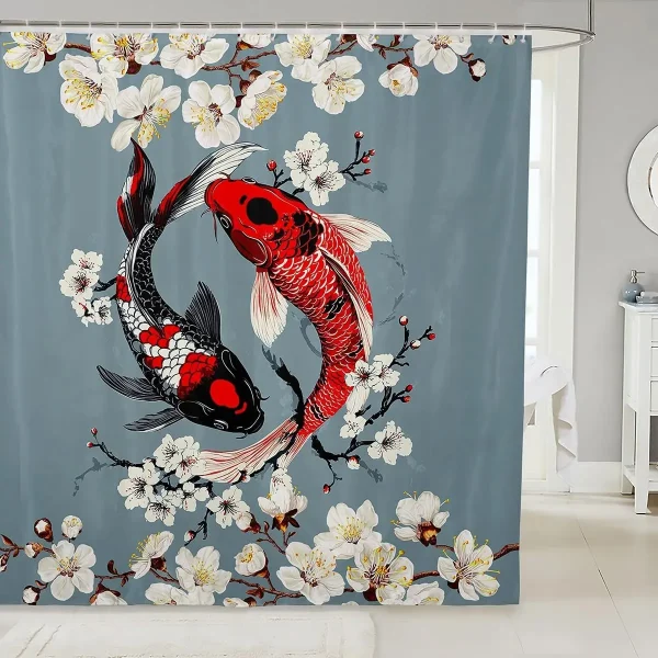 Yin Yang Koi Fish Shower Curtain