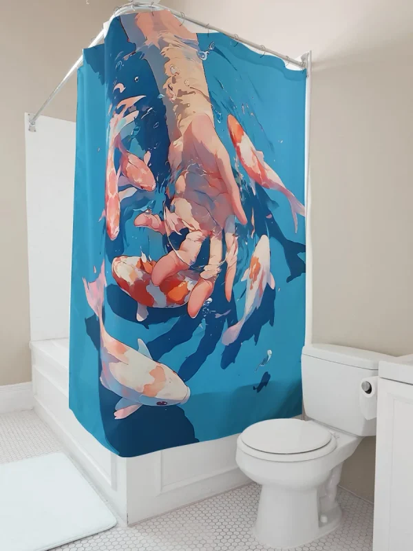 hand & koi fish shower curtain