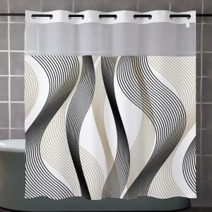 abstract wave striped shower curtain