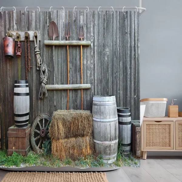 Rustic Farm Tools Shower Curtain