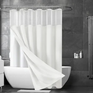 White Sheer Top Shower Curtain