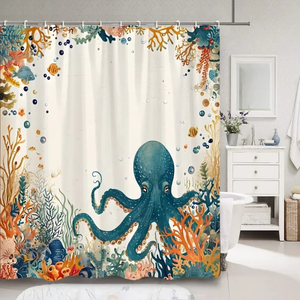 Octopus in Driftwood Forest Shower Curtain