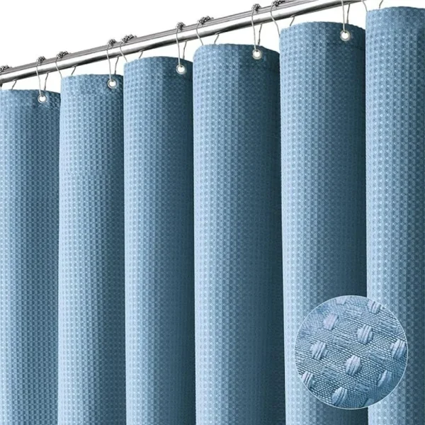 Blue Waffle Weave Shower Curtain