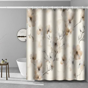 elegant beige floral shower curtain