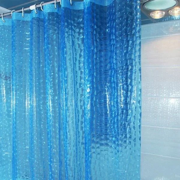 blue transparent 3D shower curtain