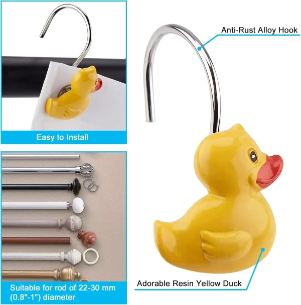 rubber duck shower curtain hooks