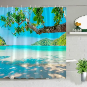 Beach scene shower curtain