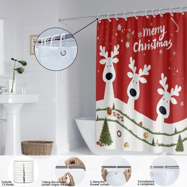 festive reindeer shower curtain
