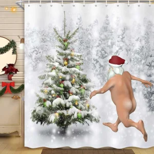 funny santa christmas shower curtain