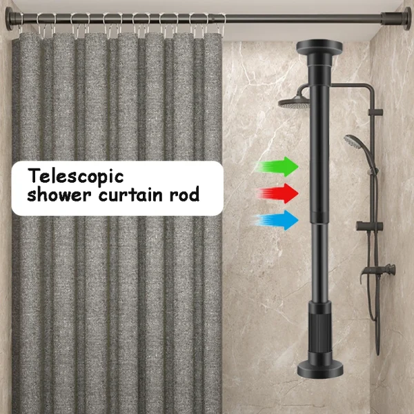 Black telescopic shower curtain rod