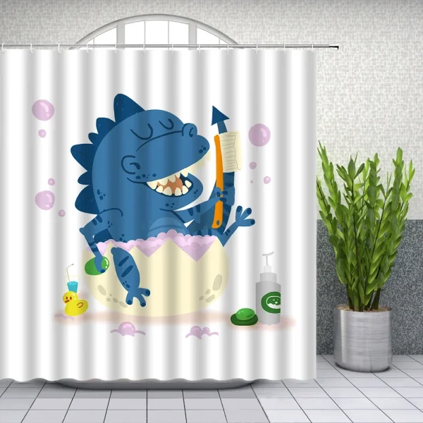 dinosaur cartoon shower curtain