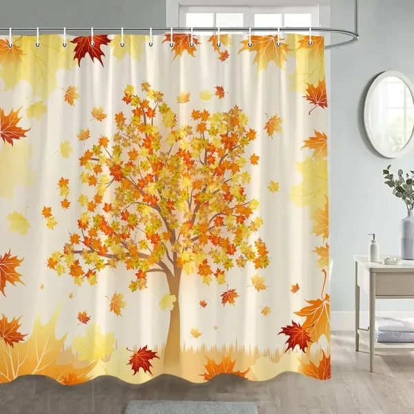 Fall Maple Leaves Tree Rustic Farm curtain