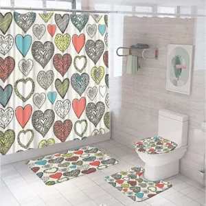 Hearts Pattern bathroom curtain
