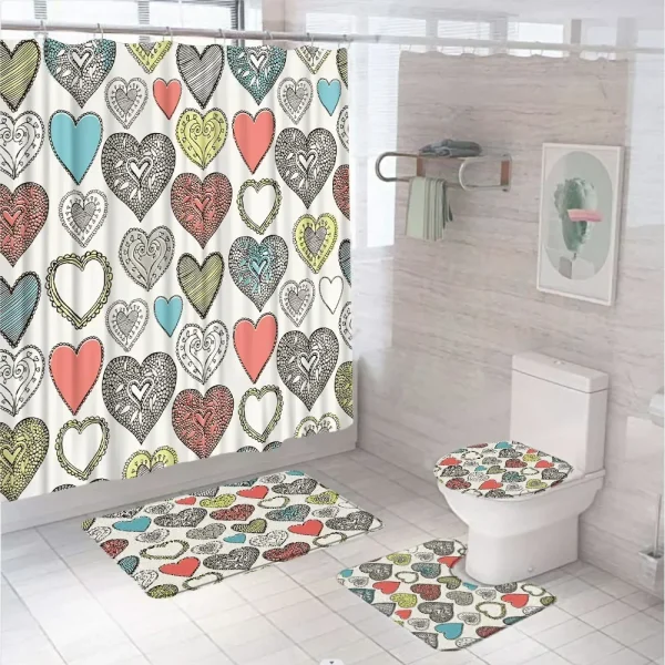 Hearts Pattern bathroom curtain