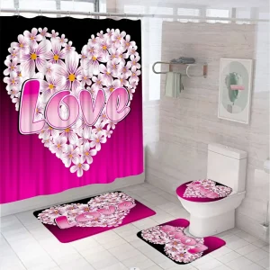 floral love heart shower curtain