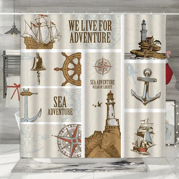 Nautical Adventure Map Shower Curtain
