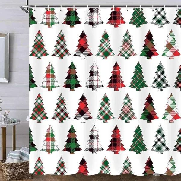 Plaid Christmas Tree Shower Curtain
