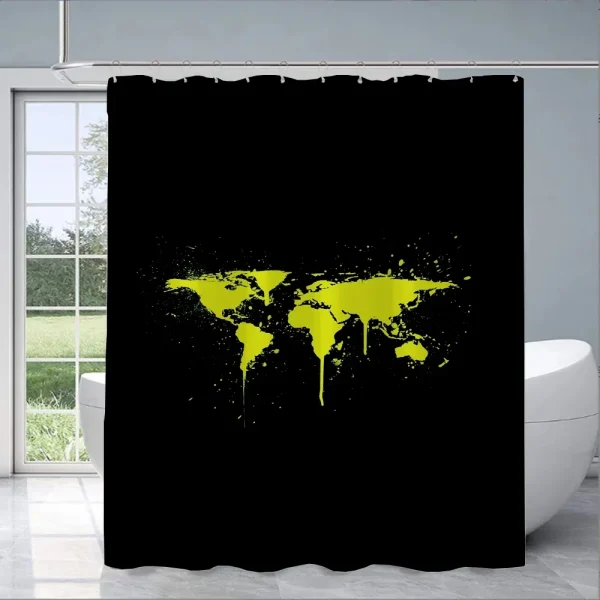 Neon Graffiti World Map Shower Curtain