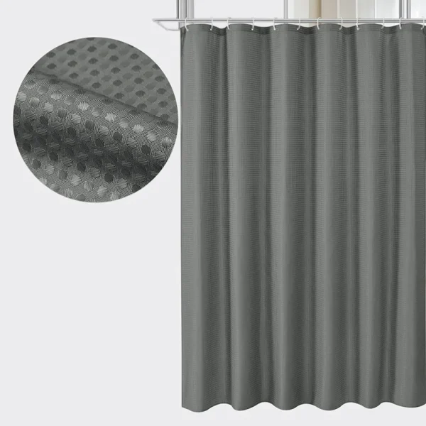 grey waffle weave shower curtain