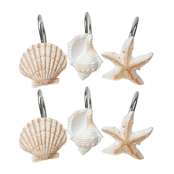 Seashell & Starfish Shower Curtain Hooks