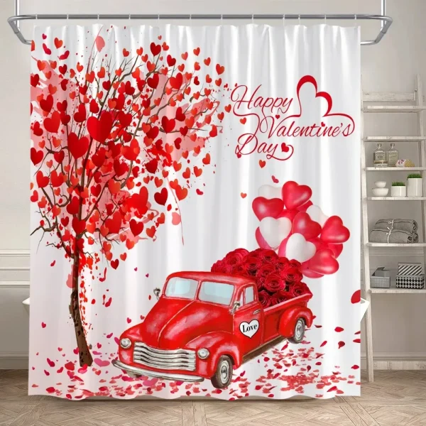 Valentine Red Truck Shower Curtain
