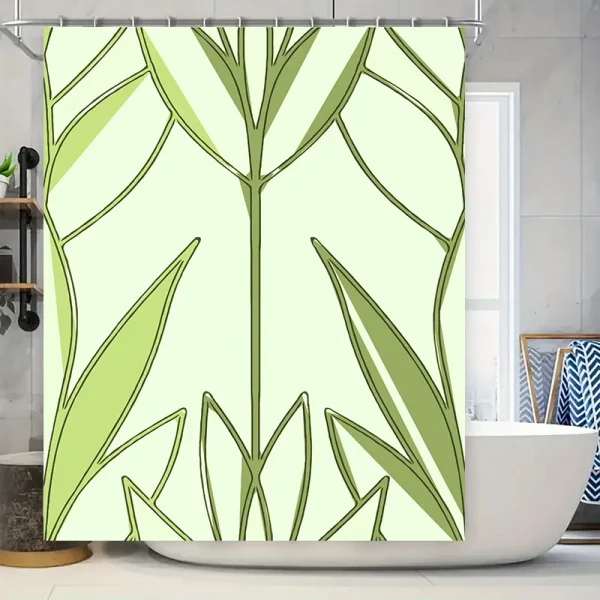 green abstract leaf shower curtain