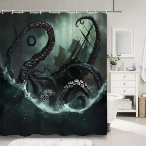 dark kraken shower curtain