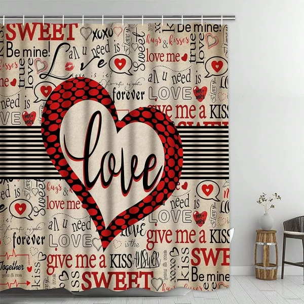 Red Heart Valentine's Day Shower Curtain