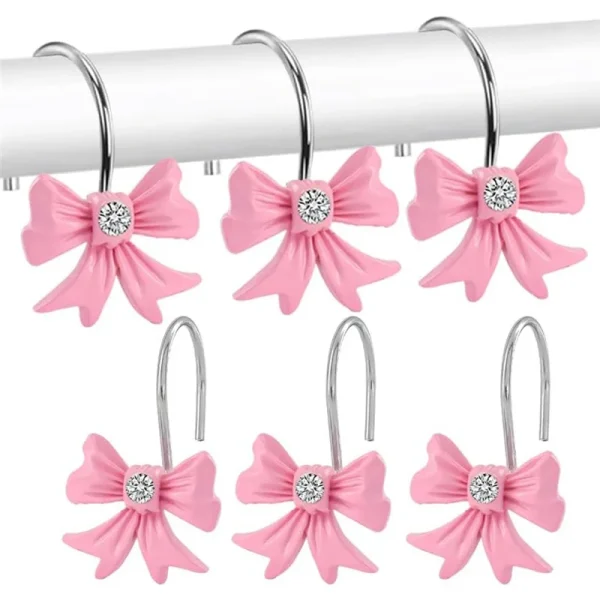 pink bow shower curtain hooks