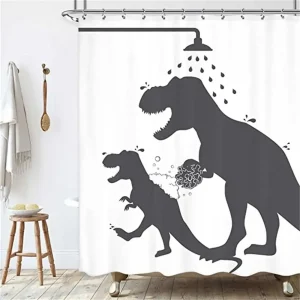 Funny dinosaur family shower curtain