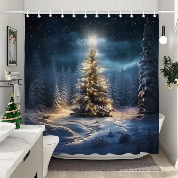Christmas tree shower curtain