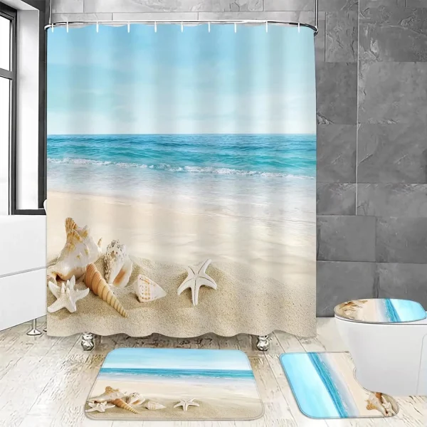 Sandy Beach with Seashells Bathroom Set