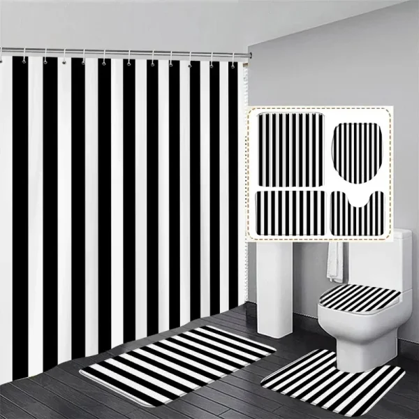 black and white stripe shower curtain