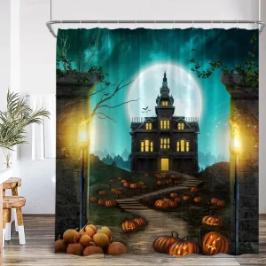 Haunted Mansion Pumpkin Shower Curtain